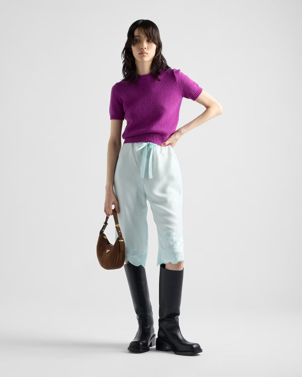 Arqué suede shoulder bag Cocoa Brown